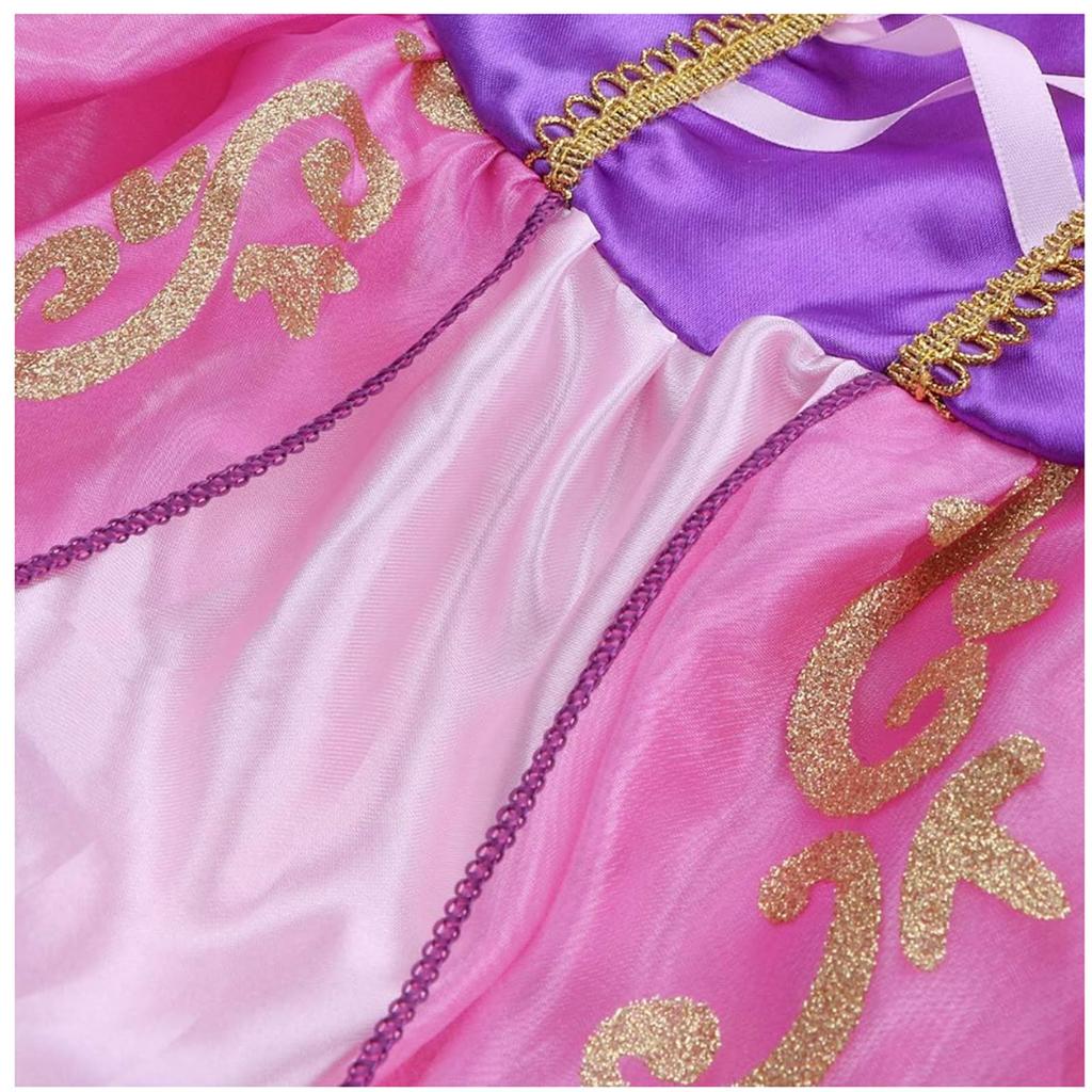 ANONIE Rapunzel On the Tower Long Hair Princess Dress Princess One Piece Cosplay Girl Birthday Christmas Gift Luxury Set of 7 Pieces Purple 100