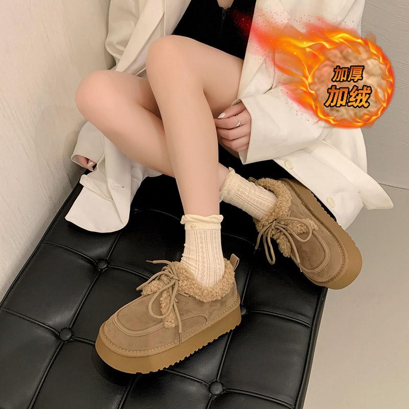 CRLAYDK Зимние новые женские ботинки на платформе для снега, сохраняющие тепло до щиколотки, замшевые ботинки с меховой подкладкой, женская обувь для прогулок и дома