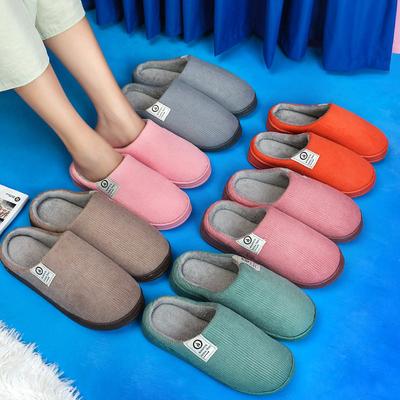 Хлопковые тапочки женские домашние с толстой подошвой зимние теплые для дома в помещении для пары осенние и зимние тапочки мужские