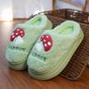 Women's Mushroom Slippers Women Green Fluffy Platform Shoes Ladies Winter Warm Short Plush Slides Home Slippers