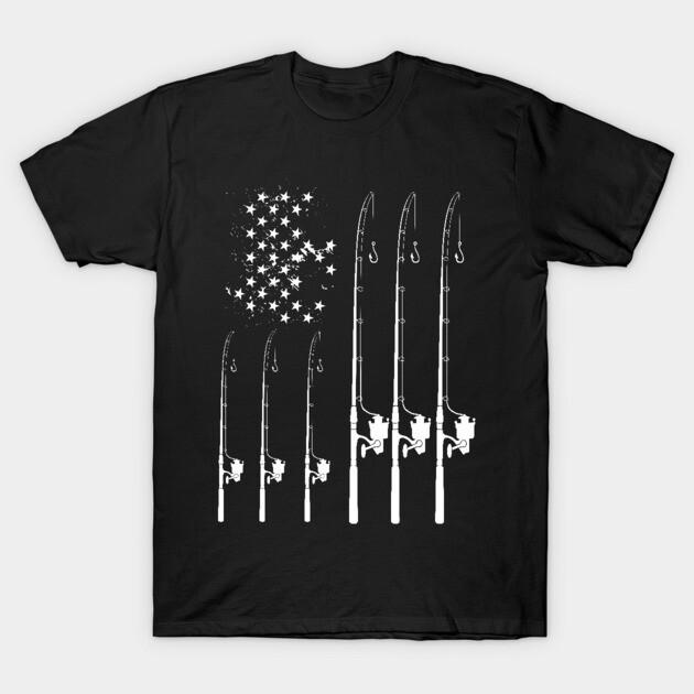 Fishing Rod Reel American Flag Patriotic Outdoor‑Angler‑Meme Unisex T‑Shirt