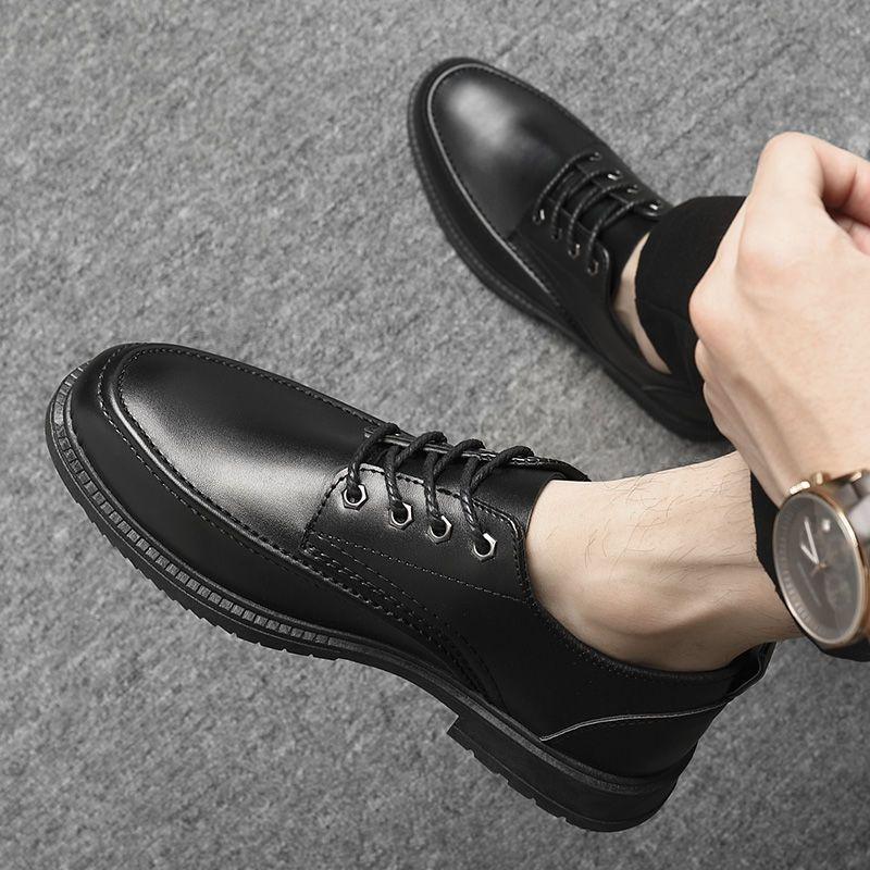 Spring and Summer Leather Shoes Men's Versatile Men's Shoes Casual Shoes Heightening Chef Shoes Black Work Shoes Martin Shoes Men