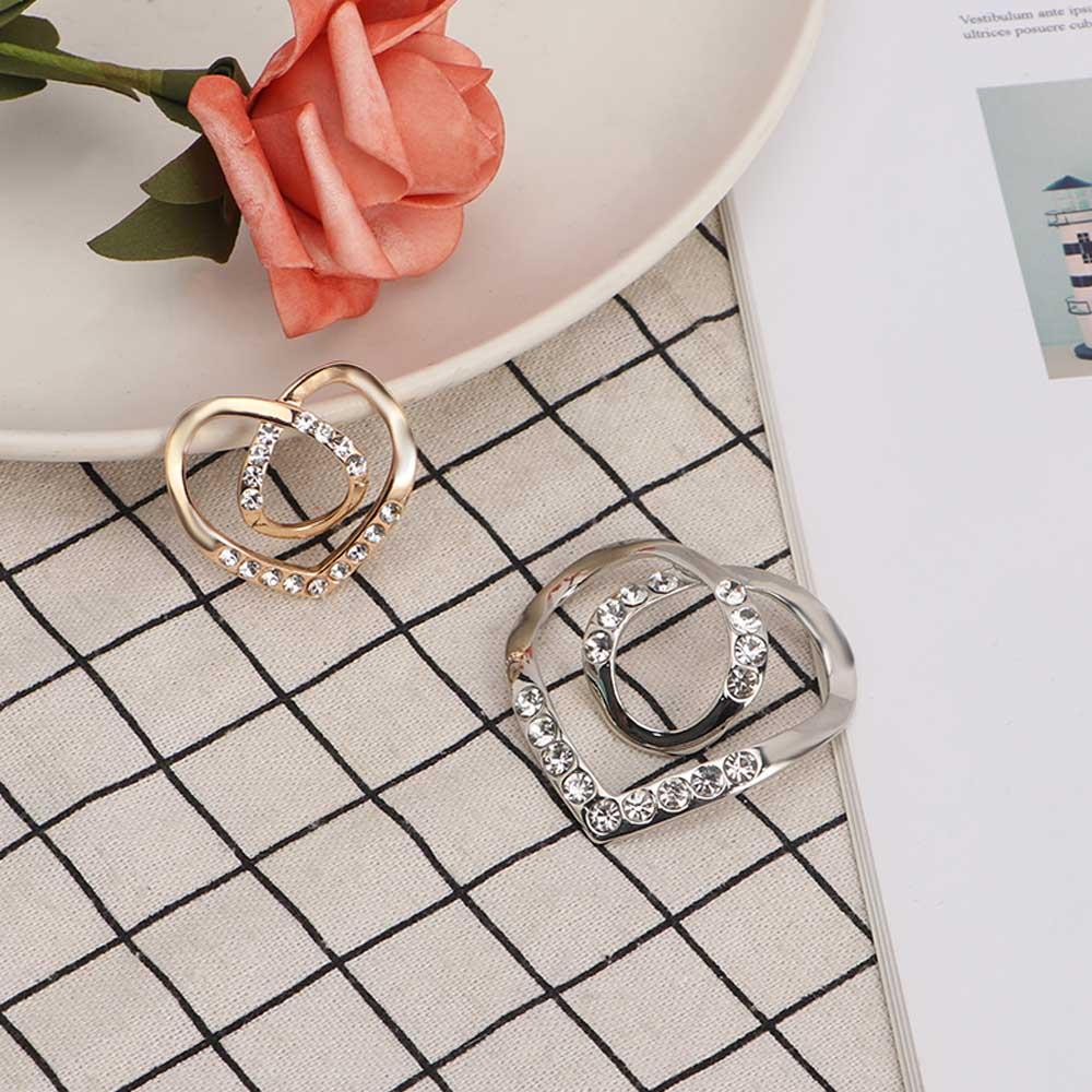 Women Gift Elegant Fashion Jewelry Crystal Love Heart Scarf Buckle Shawl Clip Brooch Scarf Ring