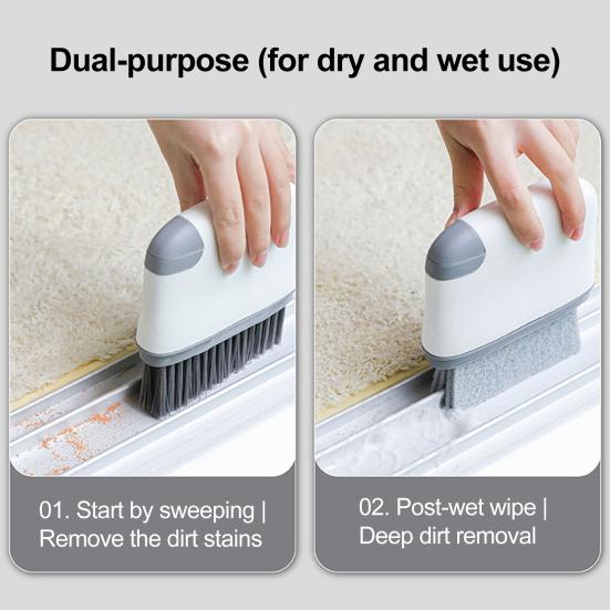 Щетка для чистки оконных пазов 2-в-1 Портативный захват для волос в дверных пазах