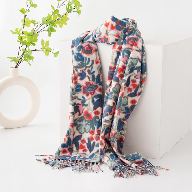 Reversible Soft Cashmere Feel Scarf Large Shawl Wrap Double-side Print Warm Pashmina
