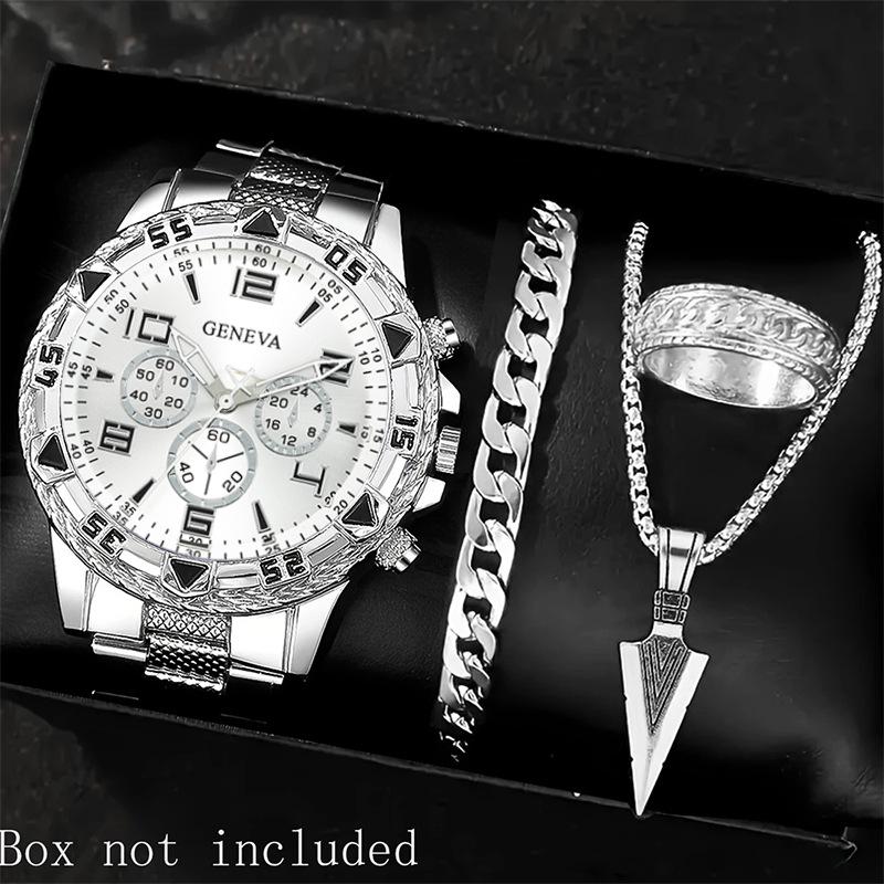 Elegant Men's Watch Set: High-end Business & Gift Collection - 4 Piece Set