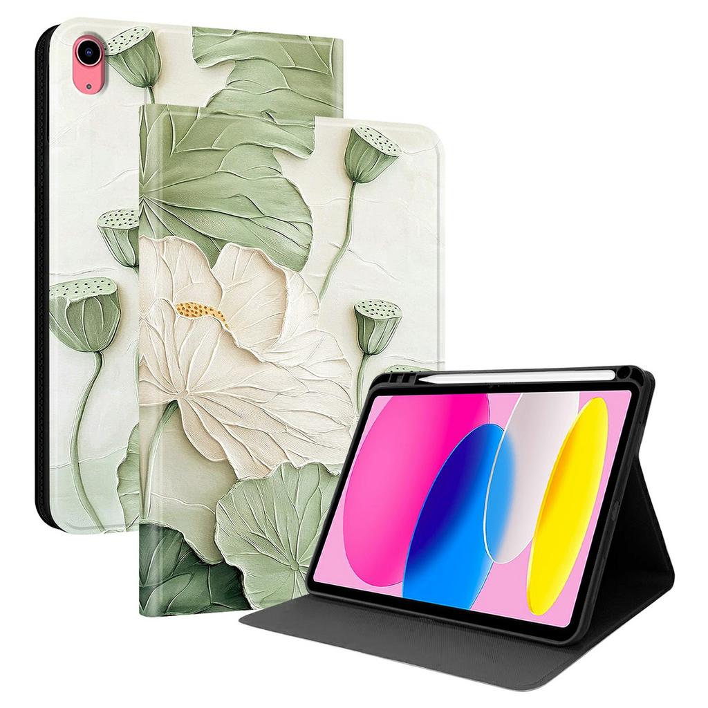 PU Leather Case For iPad (2025) / 10.9 (2022) Pattern Print Tablet Cover Stand with Pen Slot (Stylus Not Included)