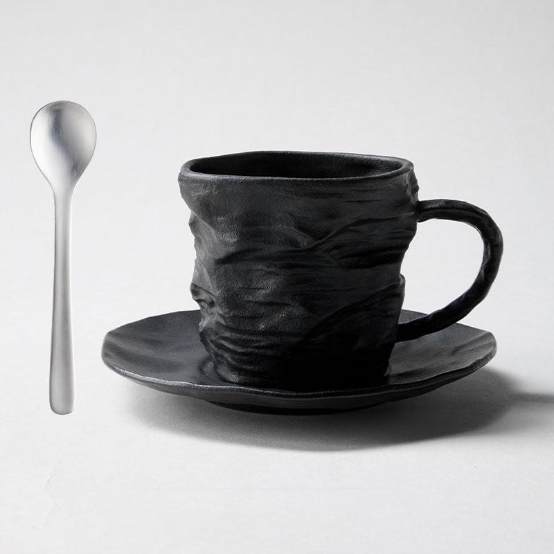 Folded Texture Ceramic Mug Creative Black and White Coffee Mug Milk Mug Office Water Cup Tea Cup Household Couple's Cups
