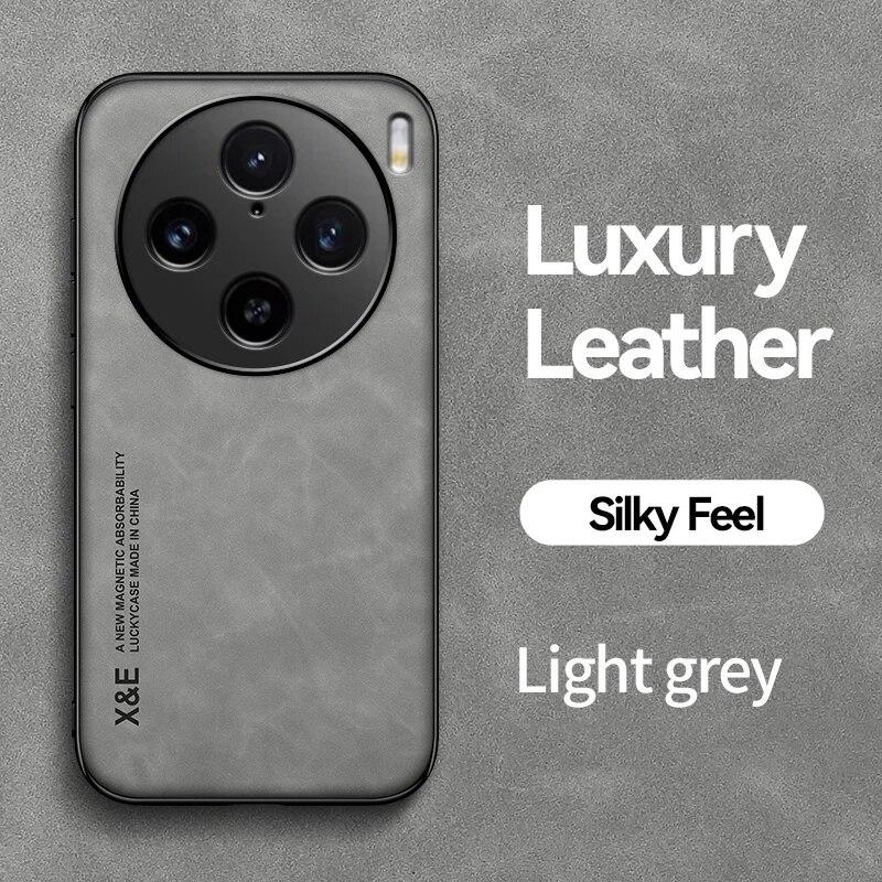 KEYSION Luxury Retro PU Leather Case for VIVO X100 Pro 5G Soft Silicone+PC Shockproof Phone Back Cover for VIVO X80 Lite