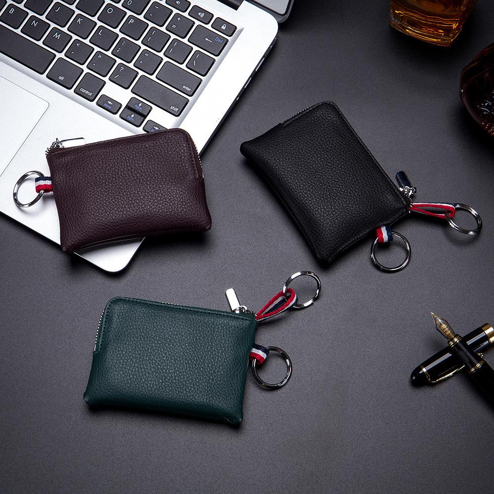 Men's Coin Wallet Leather Mini Wallet Soft  Zipper Coin Driver's License Key Bag Card Bag Ultra-thin