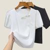 Ретро рубашка с косым вырезом шифона для женщин новая женская футболка с короткими рукавами в китайском стиле дизайн косой брючный топ
