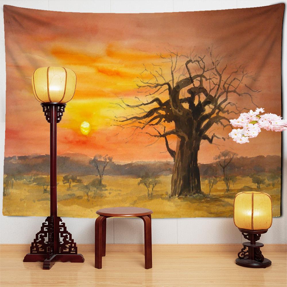 Красивый Современный Пейзаж Картина Маслом Гобелен Настенный Психоделический Арт Бохо Эстетическая Комната ТВ Фон Декор
