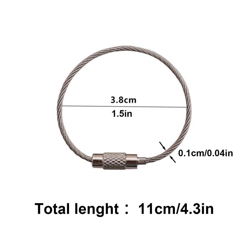 100 Pcs/Pack Stainless Steel Wire Keychains, Cable Key Rings, Heavy Duty Luggage Tags, Loops Tag Keepers, Twist Barrel