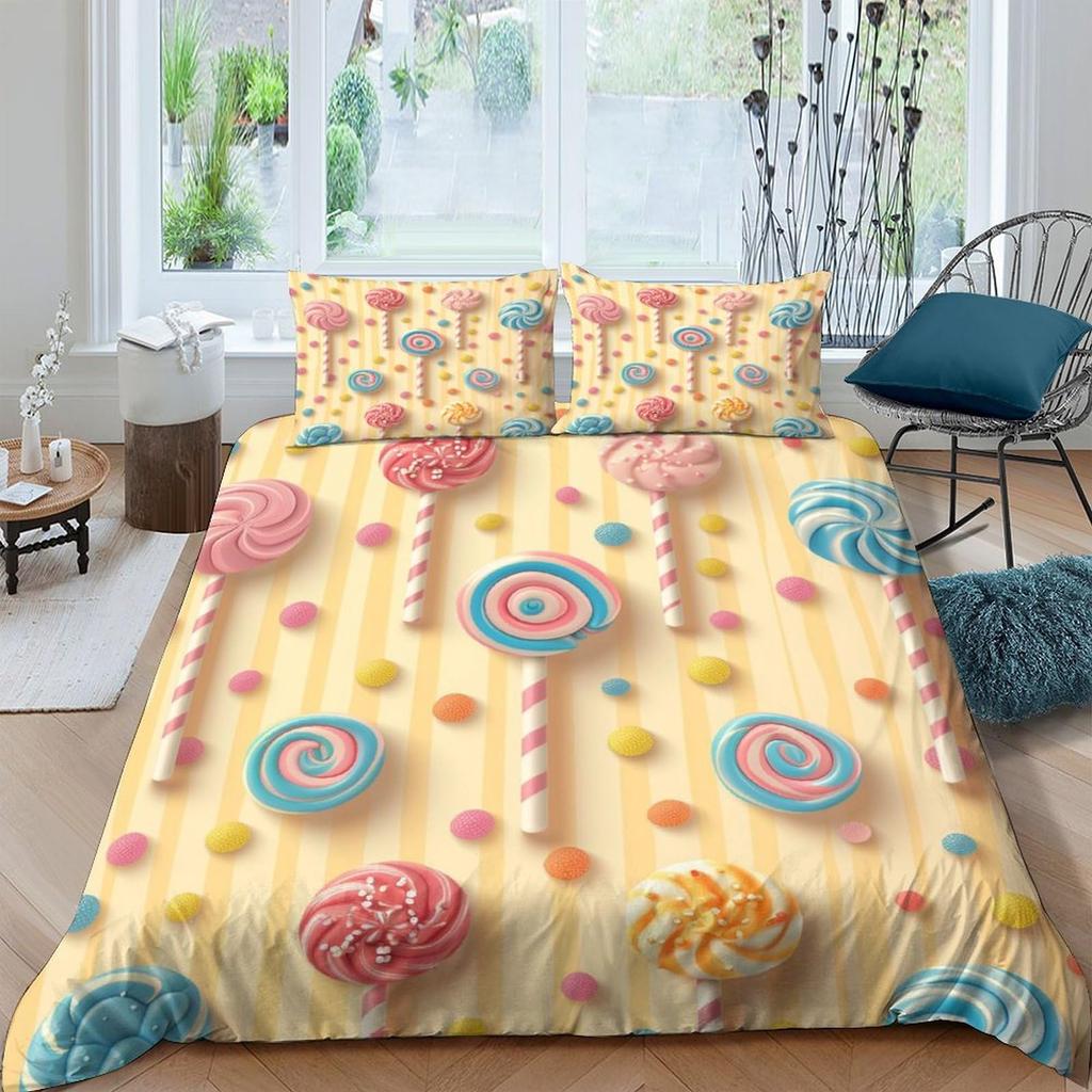 Радужный леденец Пододеяльник для детей мальчиков девочек Квин Легкие пододеяльники Сладкий тематический постельный набор Декор комнаты Без одеяла