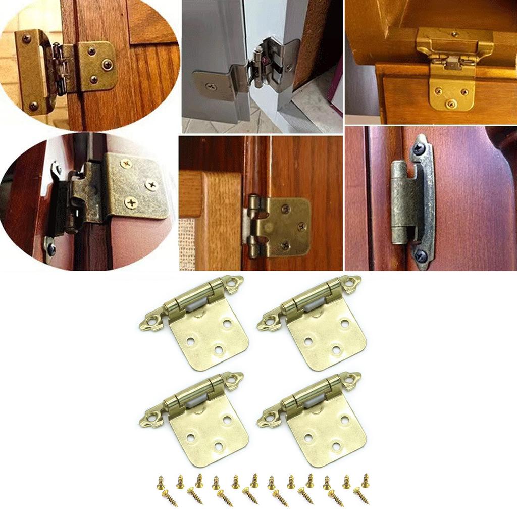 4Pcs Antique Self Closing Hinges Kitchen Cabinet Door Hinges Decorative Hardware for Bathroom Furniture Cupboard