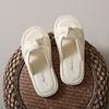 Fashion Flip Slippers Women Summer New Outside Wear Round Toe Open Toe Bow Platform Non-slip Casual Flat Beach Sandals