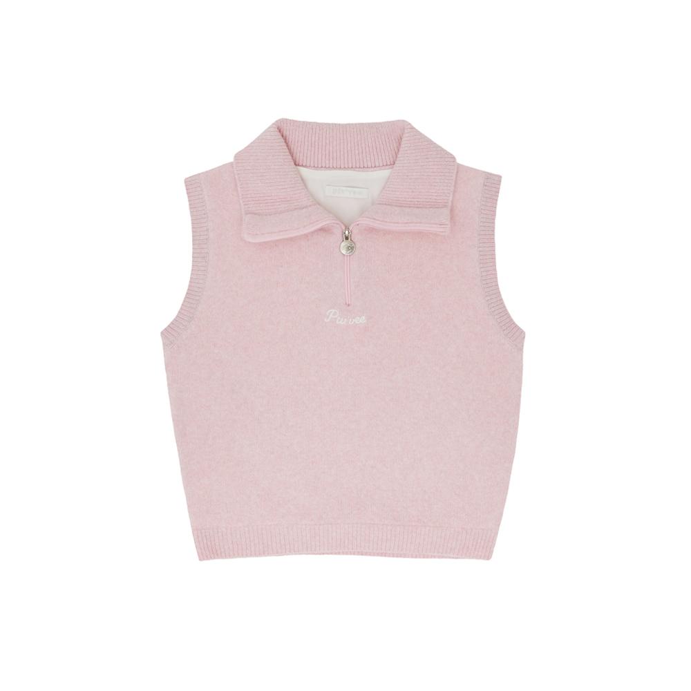 PIV’VEE Giant Smiley Windproof Knit Vest (Bubble Pink)