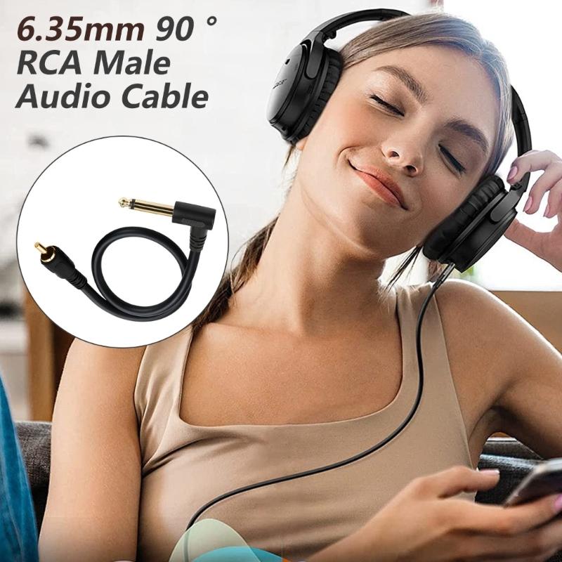 Right Angle 6.35mm Mono to Mono Plugs Stereo Cord 6.35mm Mono Male to Mono Male for Guitar Receiver