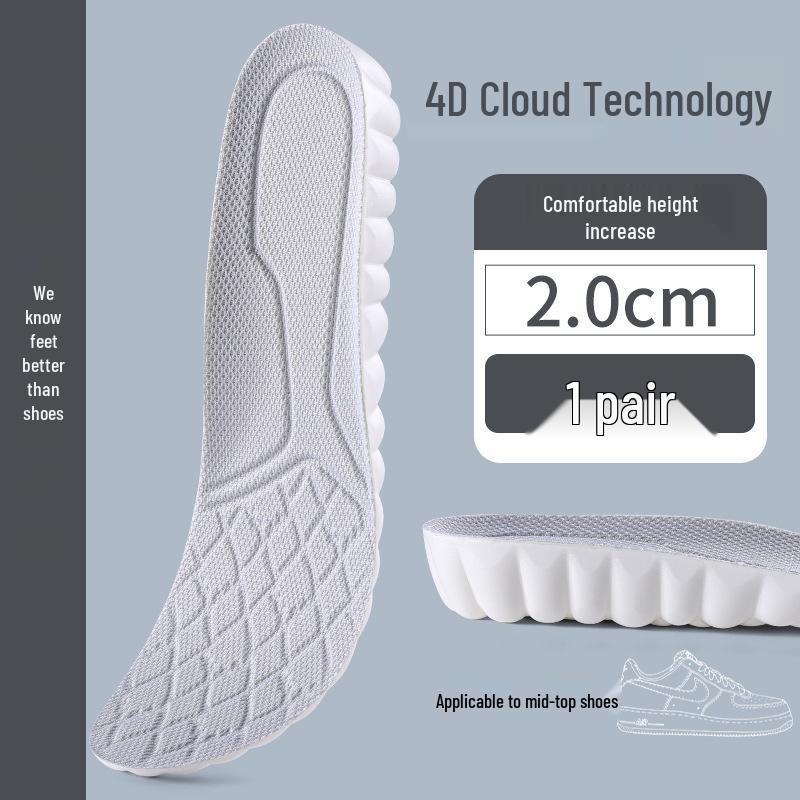 Unisex Odor-Resistant Shock-Absorbing Height-Increasing Insoles - Breathable & Invisible for Shoes and Boots