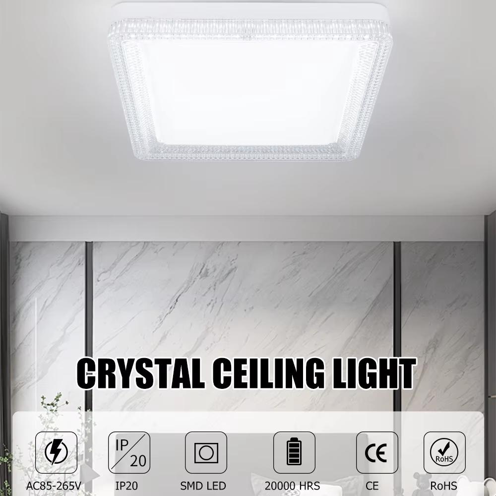 LED Crystal Ceiling Lamp Modern Fashion Cool White Light Bedroom Living Room Lighting Bathroom Square Light AC85-265V