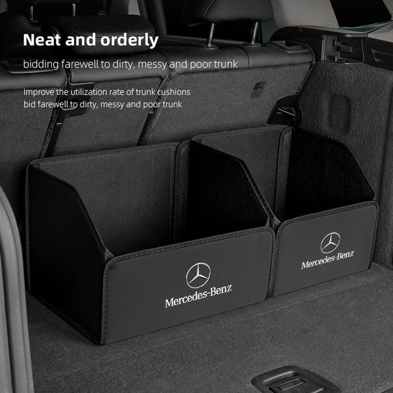 CRJ1 Large Capacity Leather Car Trunk Organizer Interior Toolbox For Mercedes Benz AMG E S C A B Class GLE GLS CLA CLE GLC CLS GLA