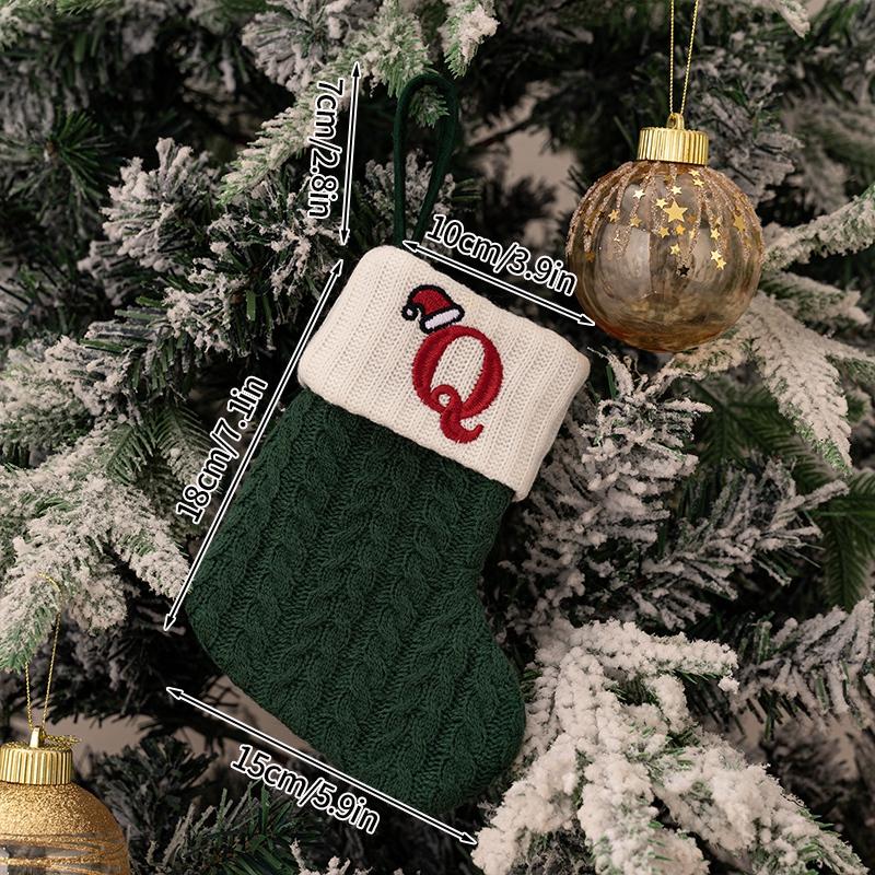 Christmas Stocking Knitting Snowflake Letter Socks Christmas Decoration For Home Christmas Alphabet Knitting Sock New Year  Gift