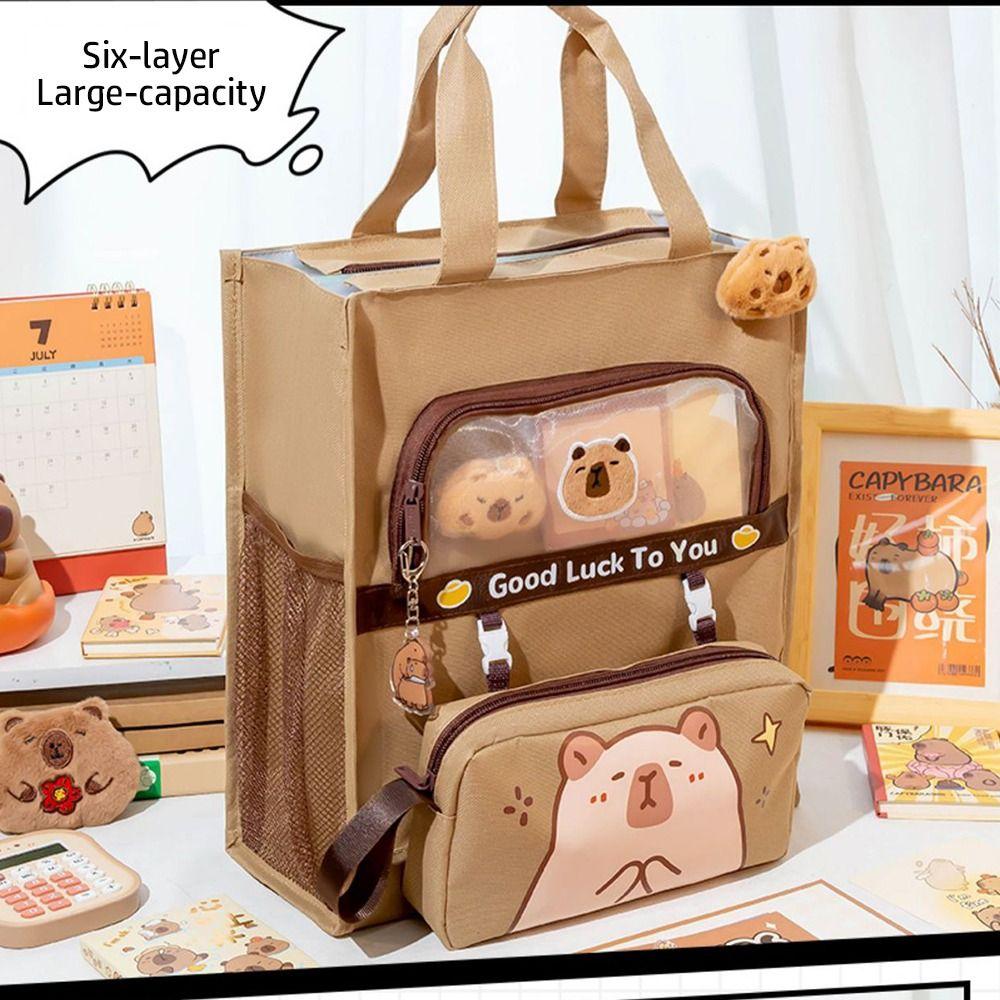 Capybara Tutorial Bag Large-capacity A4 File Bag High Quality Tote School Bag  Students