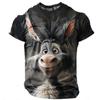 Cat Donkey Funny Retro Vintage Casual Street Style Men's 3D Print T Shirt Tee Short Sleeve Crew Neck Shirt