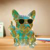 Middle Finger Bulldog Statue Resin Flip-off French Bulldog with Sunglasses Peeing Bulldog Desk Ornament Gag Gift for Dog Lovers