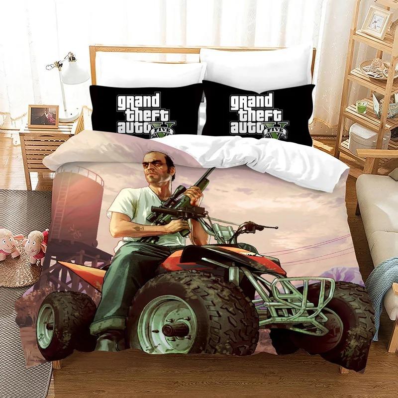 Exquisite Game GTA V printed Bedding Set Duvet Cover Set 2/3pcs For Boys girls Adult Bedroom Decoration Single Twin Full size