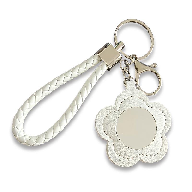 1 шт. Мини-зеркало Модное кожаное для макияжа, для подкрашивания, брелок-подвеска, цветочная форма, милое зеркальце для макияжа, шармы для сумки, многоцветное