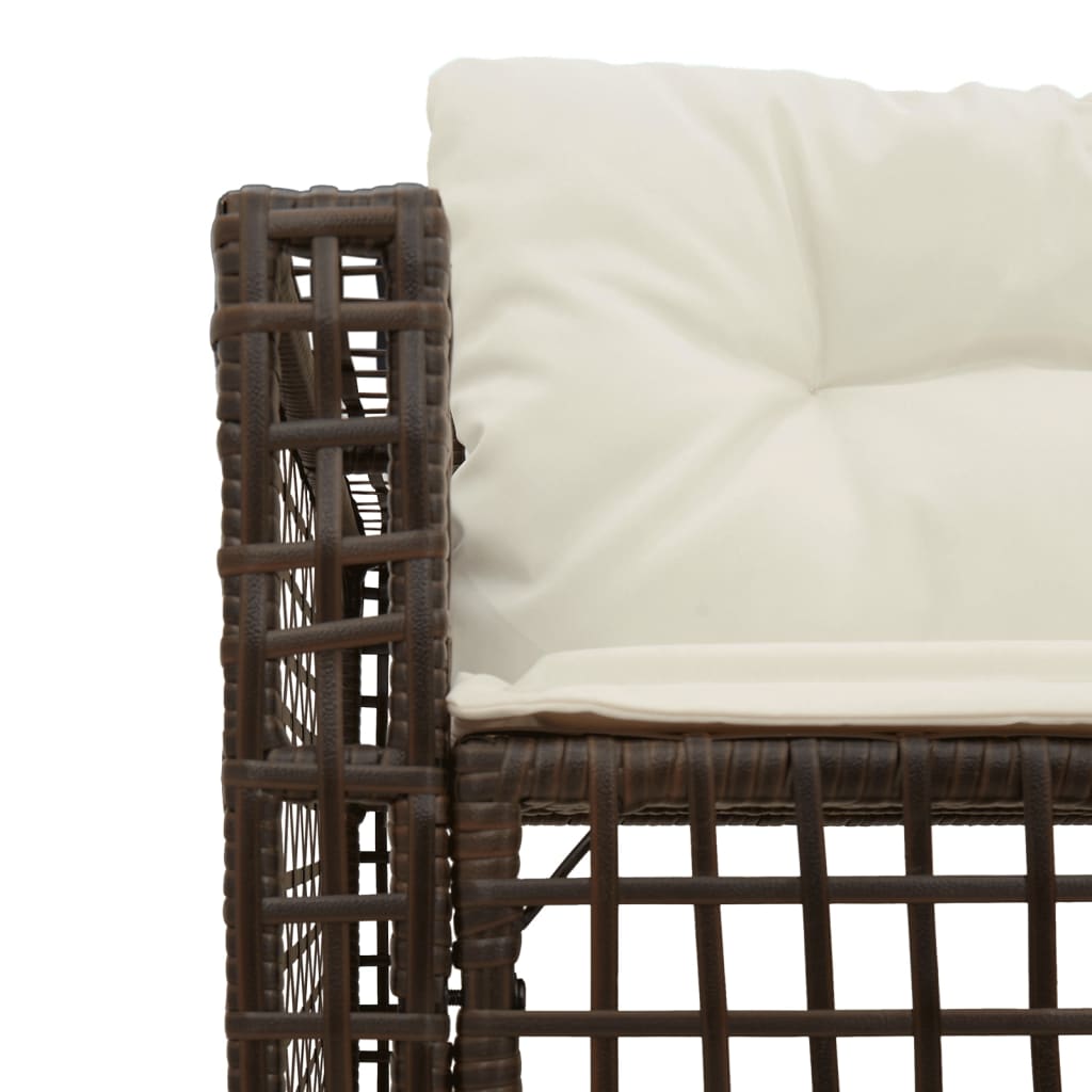 L shaped Garden Sofa with Cushions and Footstool Brown Poly Rattan