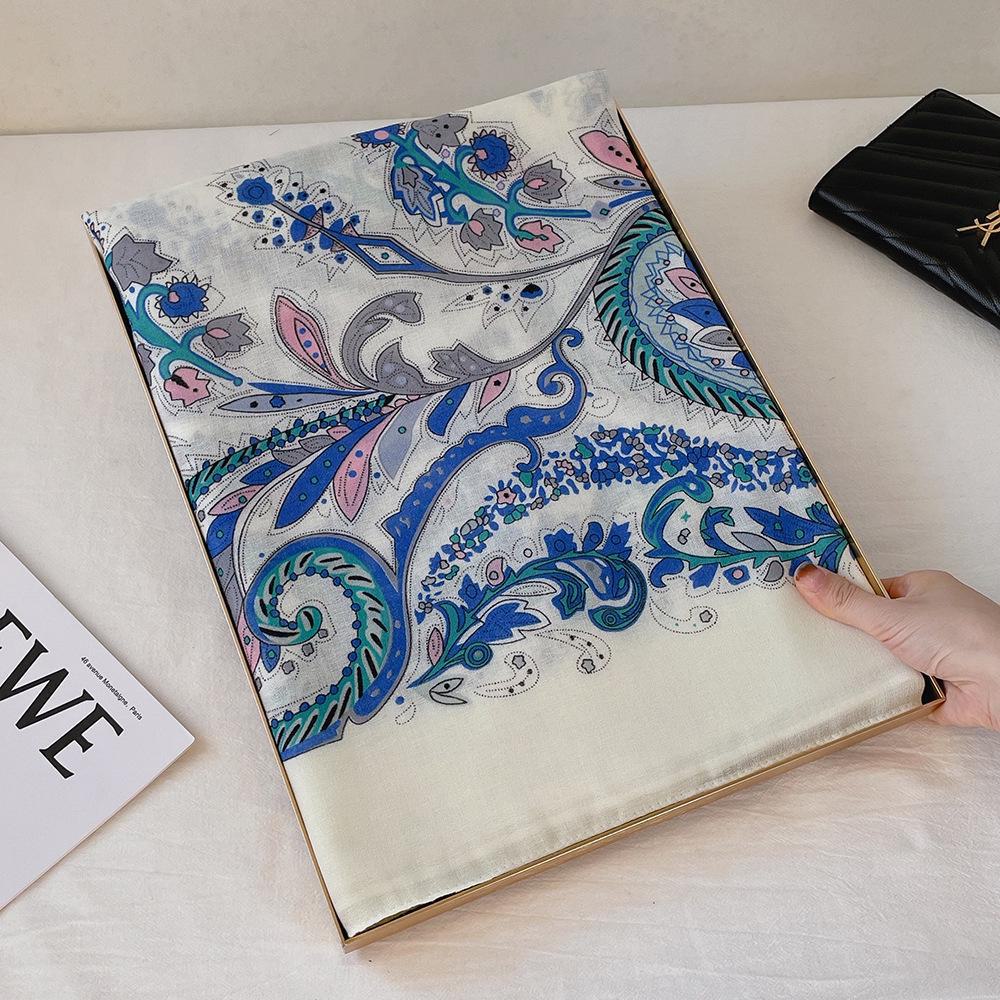 Осенне-зимний этнический хлопковый льняной шарф: Уютная длинная шаль для женщин