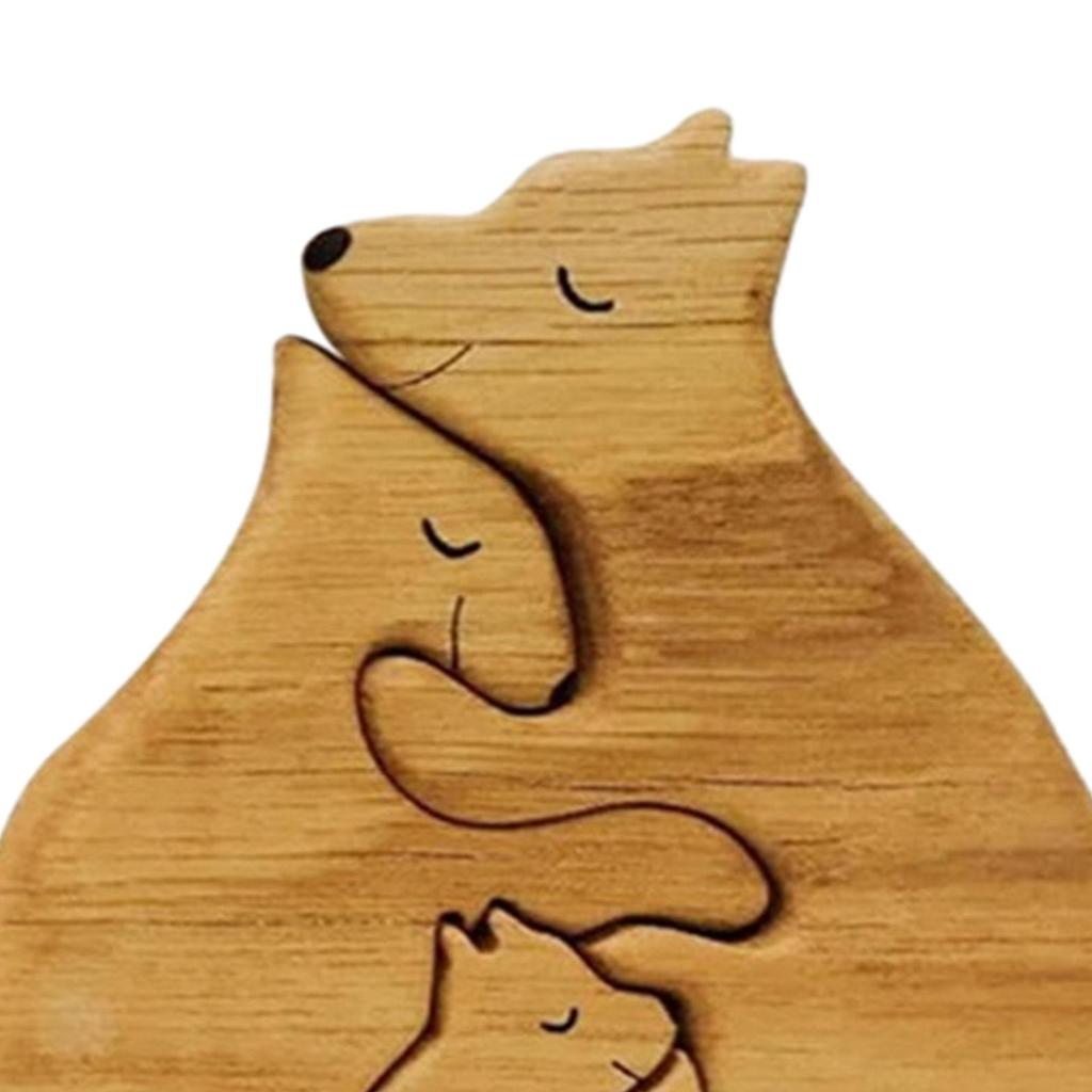 Wooden Bear Family Art Puzzle Wooden Bear Sculptures for Christmas