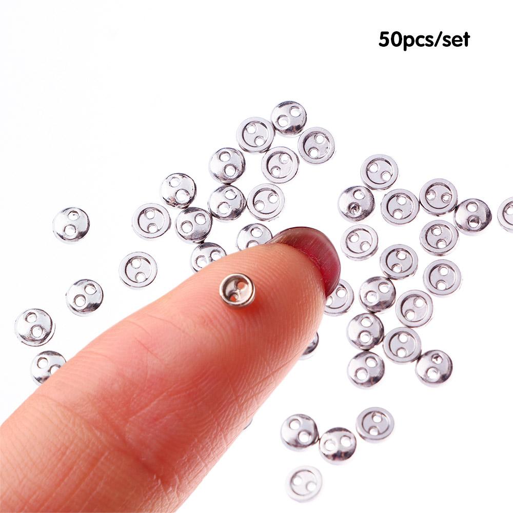 3/4mm 50pcs Metal Handmade Clothing Fabric Sewing Buttons Apparel Sewing Doll Button Round Buttons