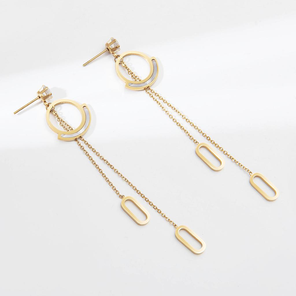 Серьги Ветер Моды Длинные Сказочные Полностью Белая Ракушка Нержавеющая Сталь Уши Бахрома Висячие Титановая Сталь