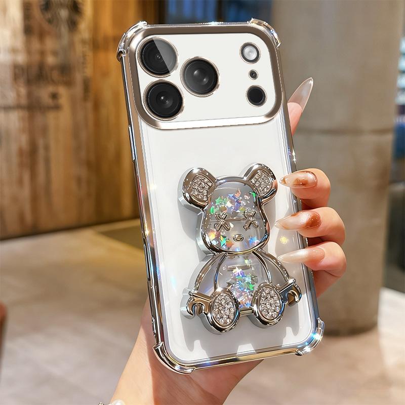 Применимо к iPhone17proMax чехол для мобильного телефона с подушкой безопасности, переливающийся, свирепый медведь, Apple 16, четыре угла, защита от падения, 15, защитный чехол