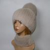 Winter Fur Hat Sacrf Sets Women Warm Soft Real Rex Rabbit Fur Hat Scarves Girls Fluffy Fashion Genuine Fox Fur Pompoms Cap