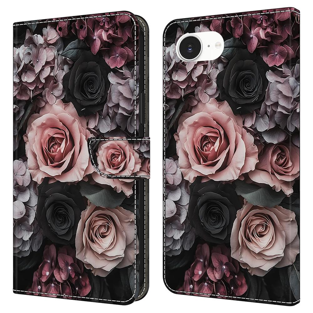 For iPhone 16e Leather Case Pattern Printing Wallet Stand Flip Phone Cover