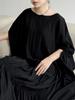 Xitao Black Irregular Batwing Sleeve Dress Loose Fashion Folds Patchwork Hem 2024 Summer New Personality Women WLD20226