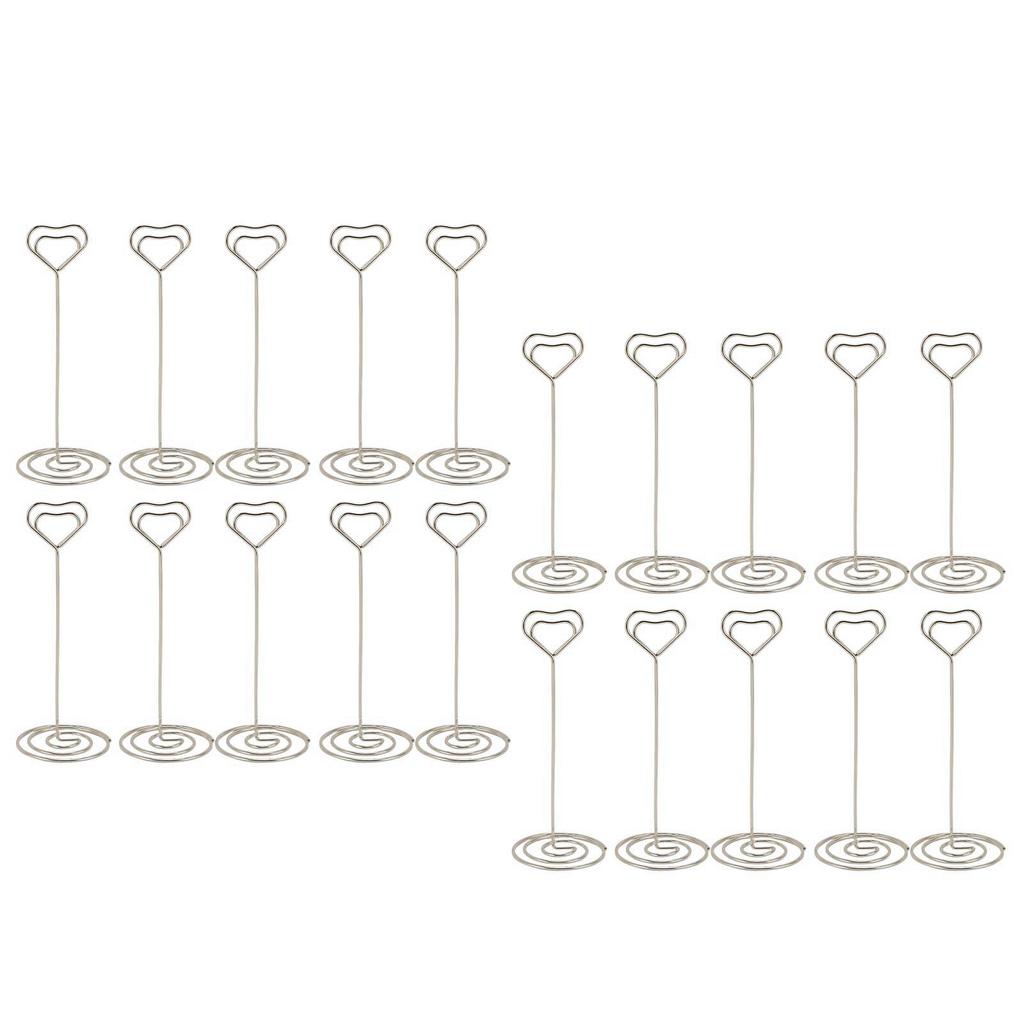 20 шт. держатель для номера стола 15 см в форме сердца держатель для карточки с местом для записей зажим для фотографий серебристый