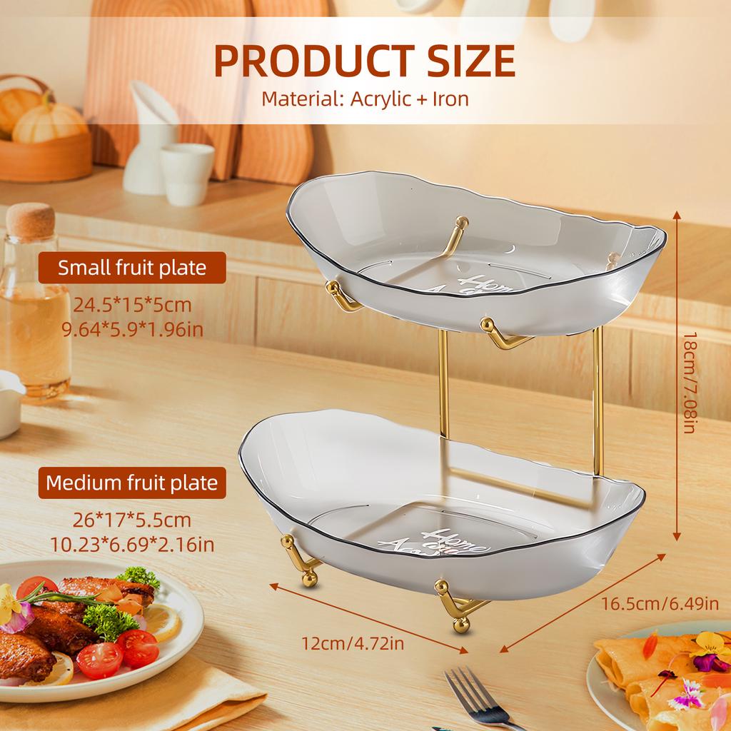 Фруктовая чаша для вечеринки на кухонной стойке, 3-х уровневая акриловая корзина для фруктов с сервировочными мисками и металлической подставкой, многоуровневое хранение сервировочных мисок