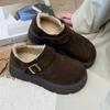 Женские зимние бархатные туфли Birkenstock на толстой подошве с увеличением роста, 2025 новая модель, маленькие туфли-лоферы на платформе, хлопковые туфли