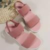 Summer Oversized Foreign Trade Women's Shoes Casual Elastic Strap Back Trip Strap Flyknit Polyurethane Flat Bottom Sandals for Women