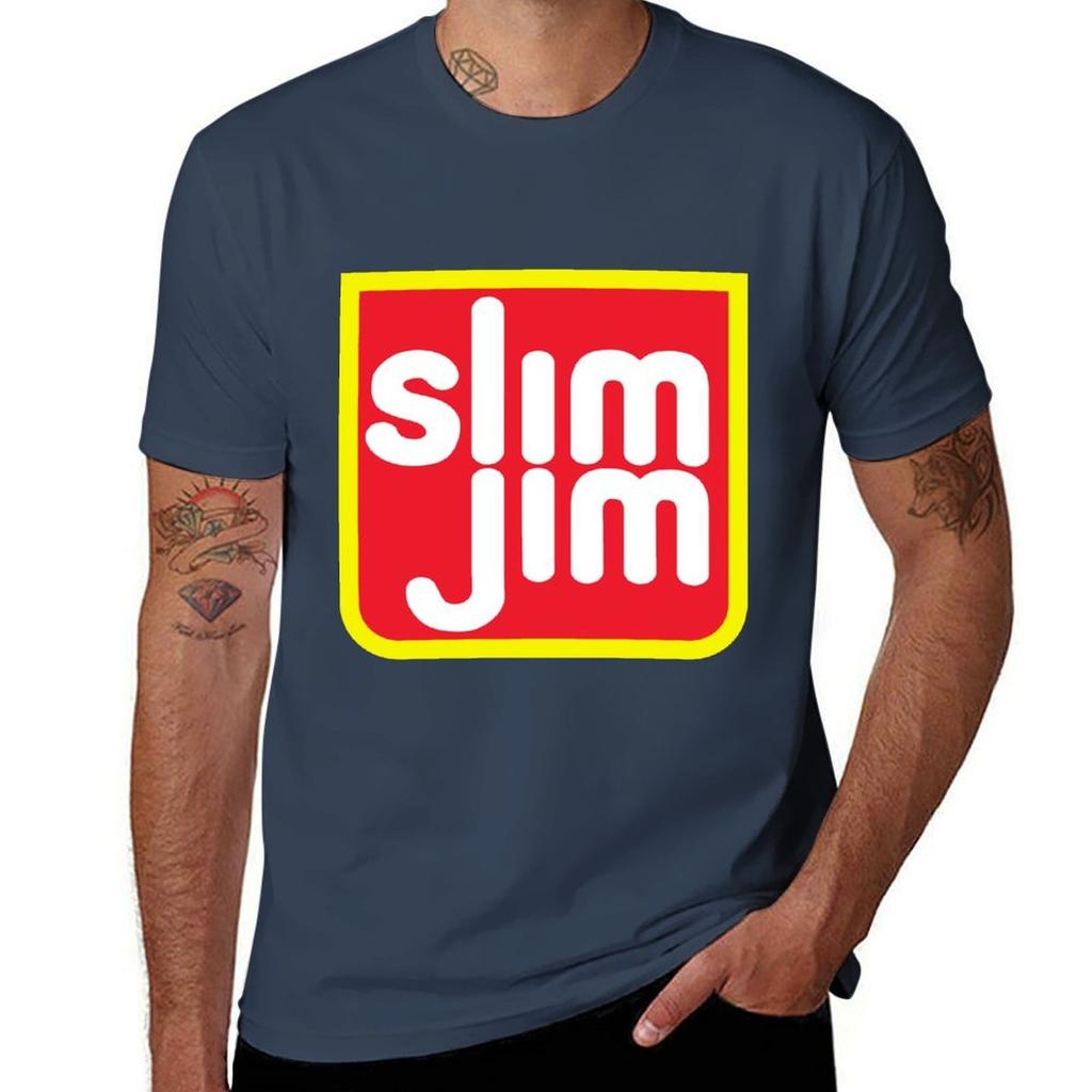 Мужская футболка Slim Jim, роскошная мужская футболка, 100% хлопок, футболка