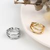 Xiaomi 925 Sterling Silver Rings for Women 3 Lines Gold Color Vintage Wedding Trendy Jewelry Large Adjustable Antique Rings Anillos