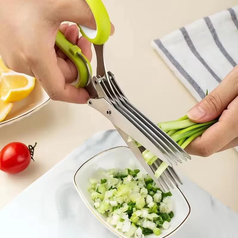 Muti-Layers Kitchen Scissors Stainless Steel Vegetable Cutter Scallion Herb Laver Spices Cooking Tools Cut Kitchen Gadgets