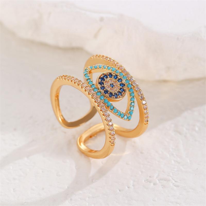 Creative Quirky Fish Evil Eye Drip Painting Open Ring for Women Bohemian Stainless Steel Ring Girls Party Jewelry Accessory
