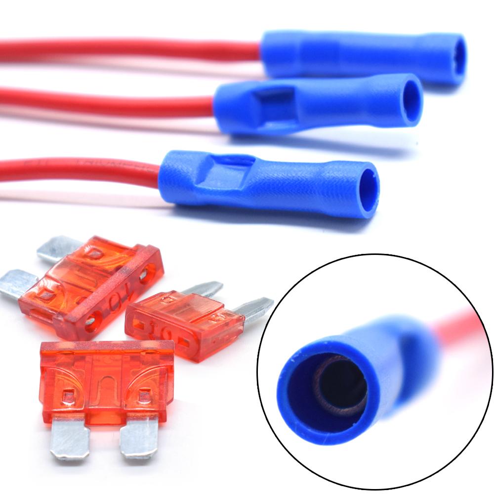 3X 12V Car Blade Fuse Holder Add A Circuit TAP Adapter Micro Mini Standard ATM APM Auto Fuses 10 AMP Car Truck Van SUV Fuse Wire