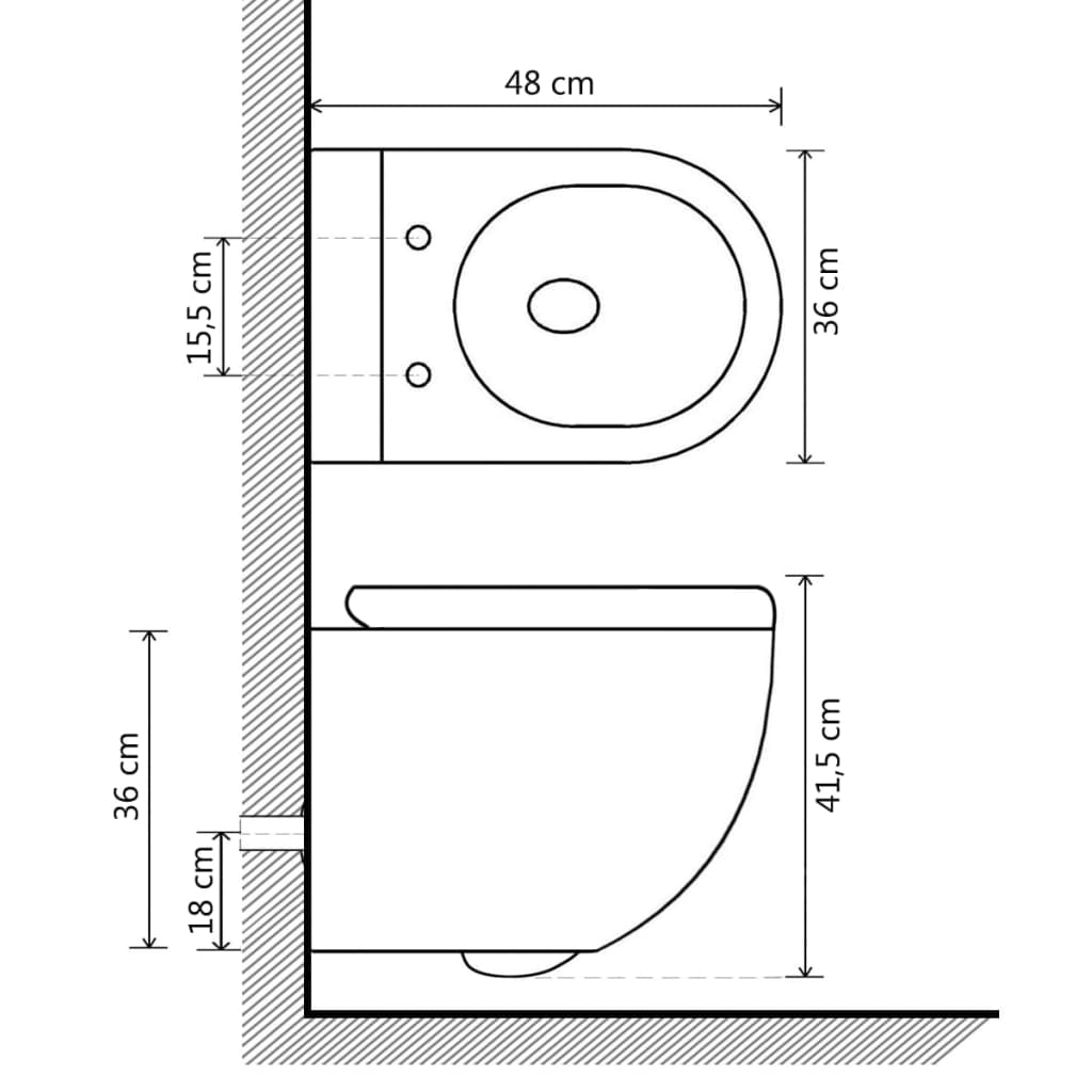 Wall Mounted Toilet with In Wall Flush Tank Ceramic Black